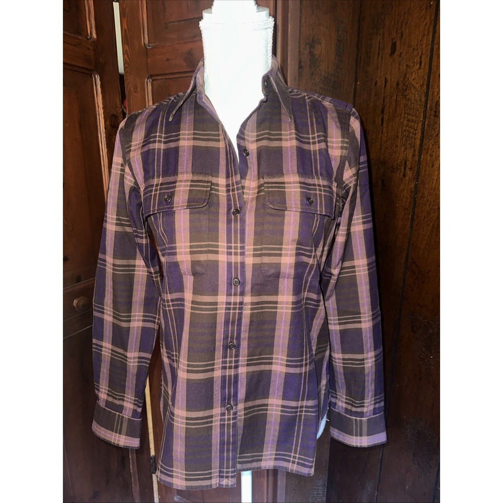 WOMENS LRL Lauren Ralph‎ Lauren Purple Plaid Shirt Fall Button Petite Small EUC